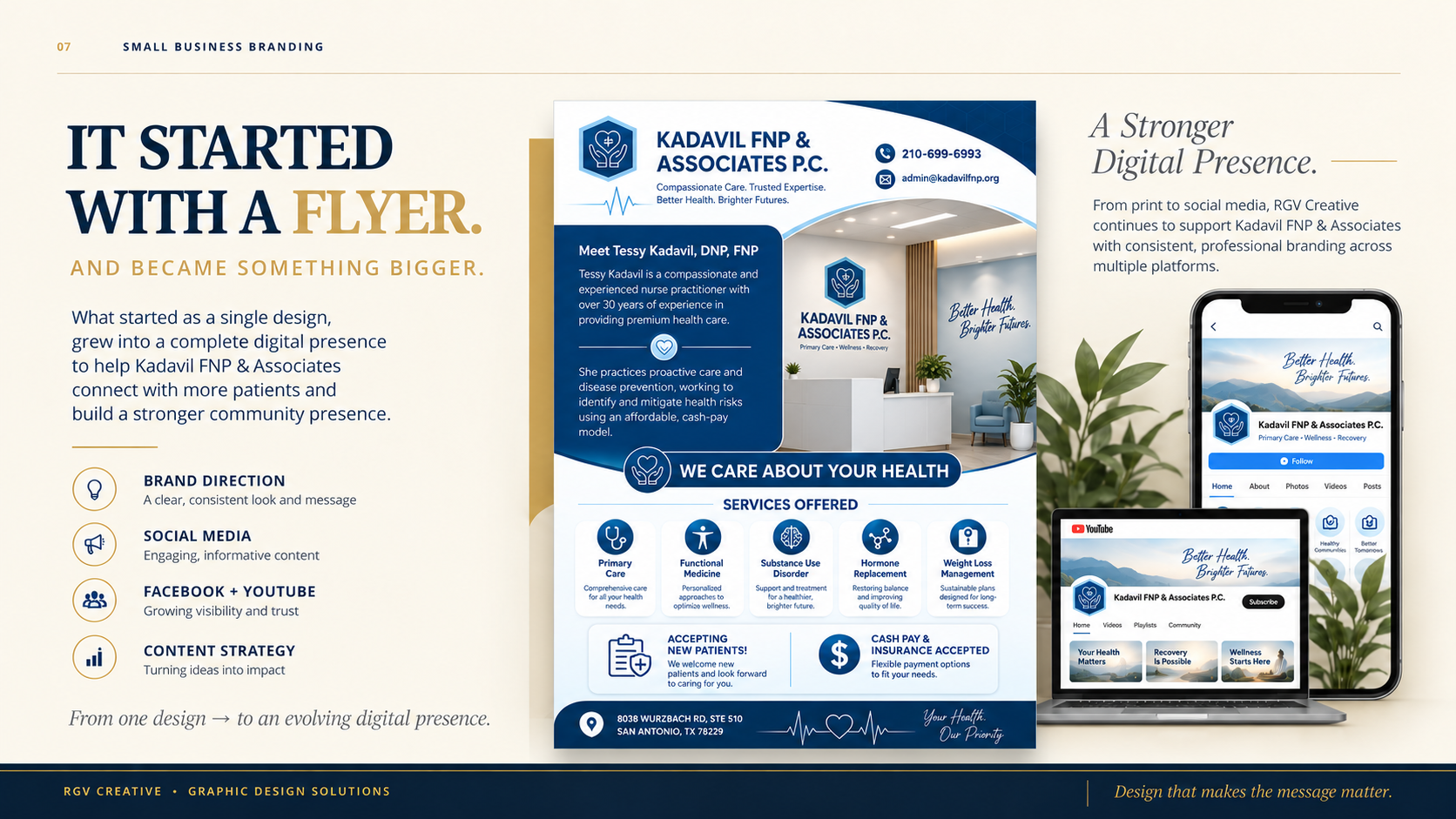 Person-free RGV Creative branding showcase for Kadavil FNP and Associates